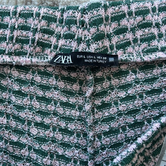 Zara Women's Jacquard Green Pink Colorway Polo Straight Leg Pant Set - Large - Picture 7 of 11